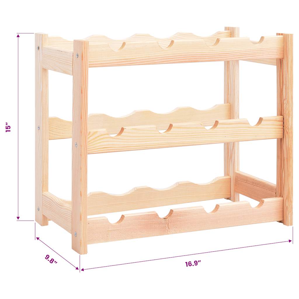 Wine Rack for 12 Bottles Solid Wood Pine