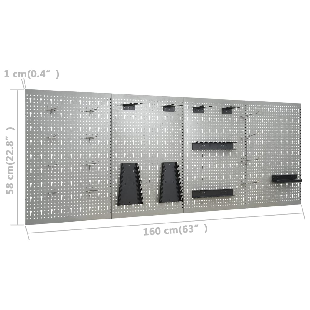 Wall-mounted Peg Boards 4 pcs 40x58 cm Steel