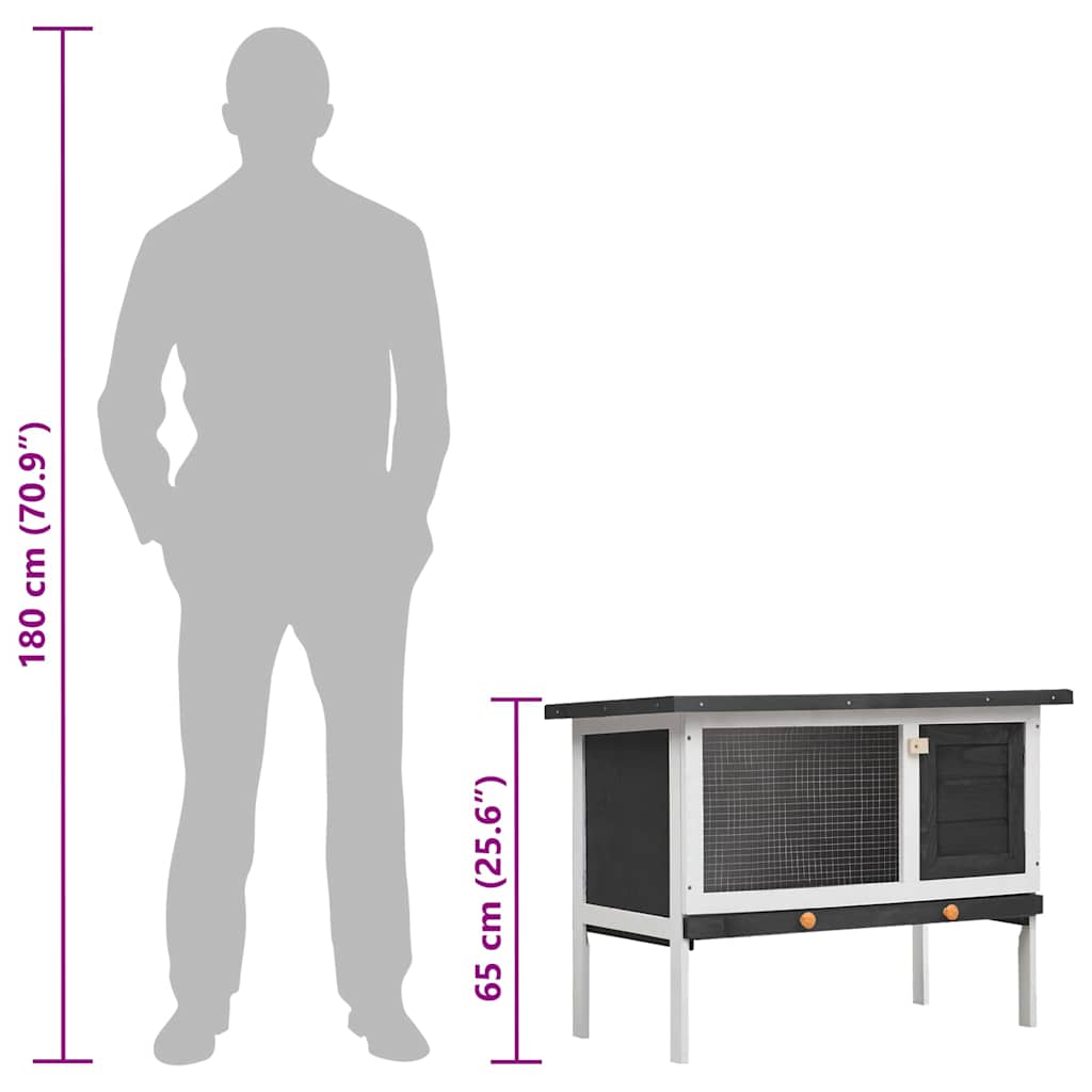 Outdoor Rabbit Hutch 1 Layer Grey Wood