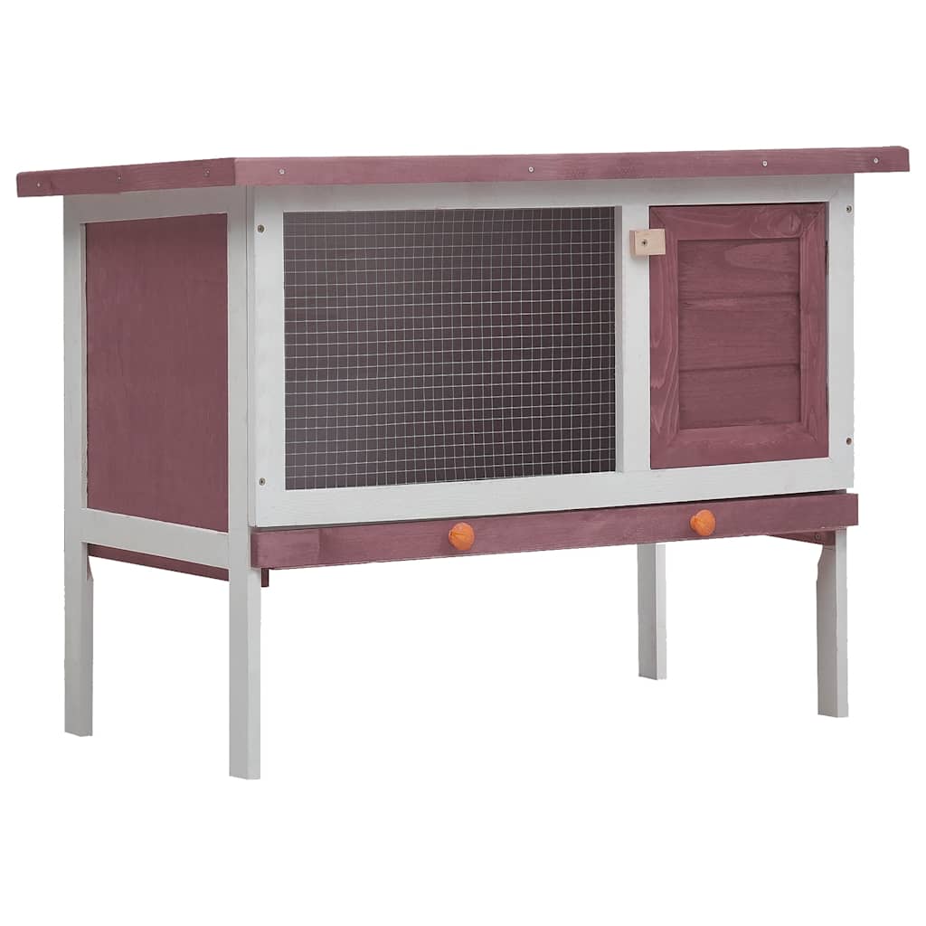 Outdoor Rabbit Hutch 1 Layer Brown Wood