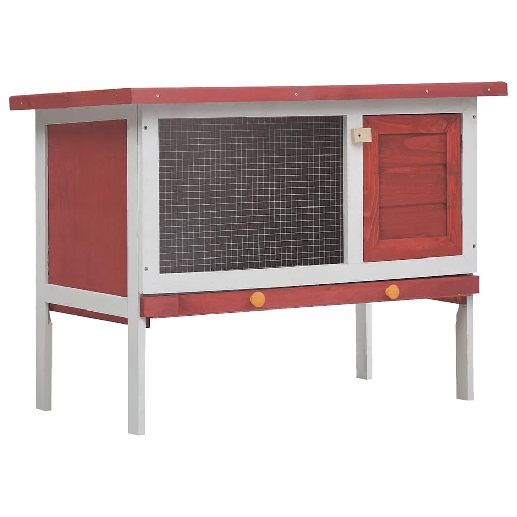 Outdoor Rabbit Hutch 1 Layer Red Wood