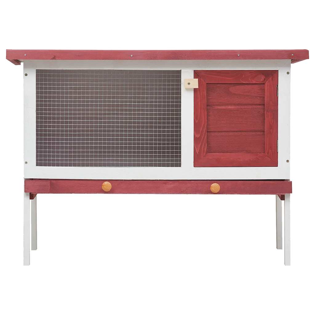 Outdoor Rabbit Hutch 1 Layer Red Wood