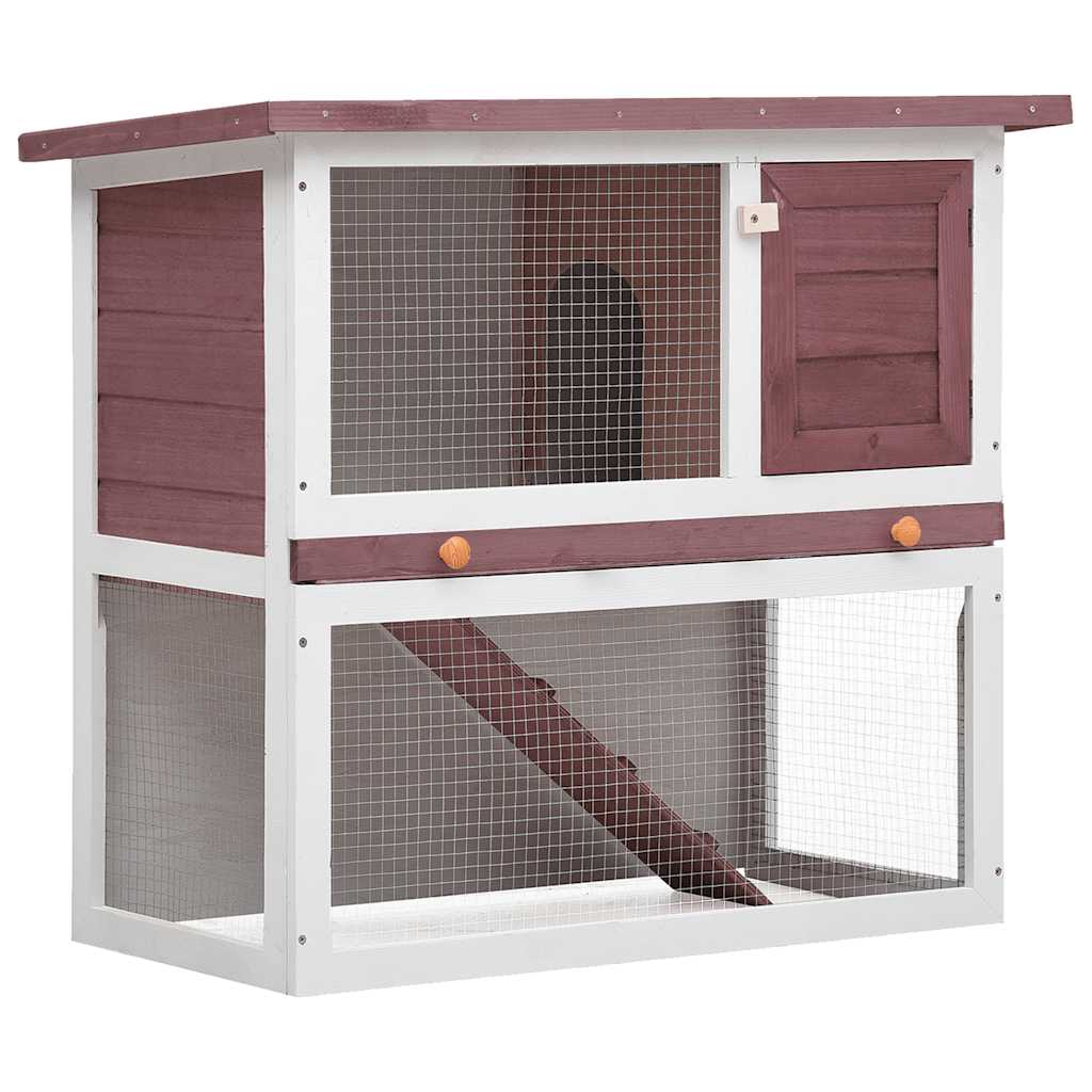 Outdoor Rabbit Hutch 1 Door Brown Wood