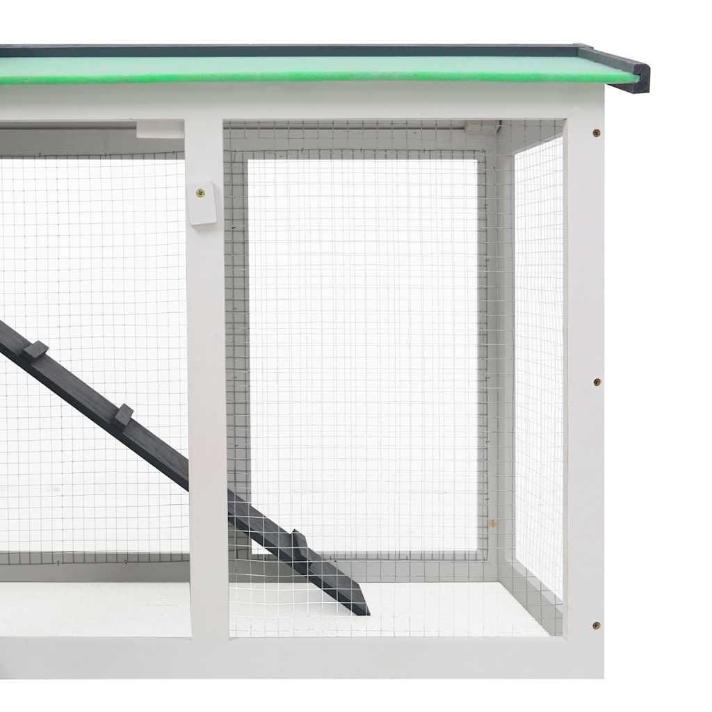 Outdoor Large Rabbit Hutch Grey and White 145x45x84 cm Wood