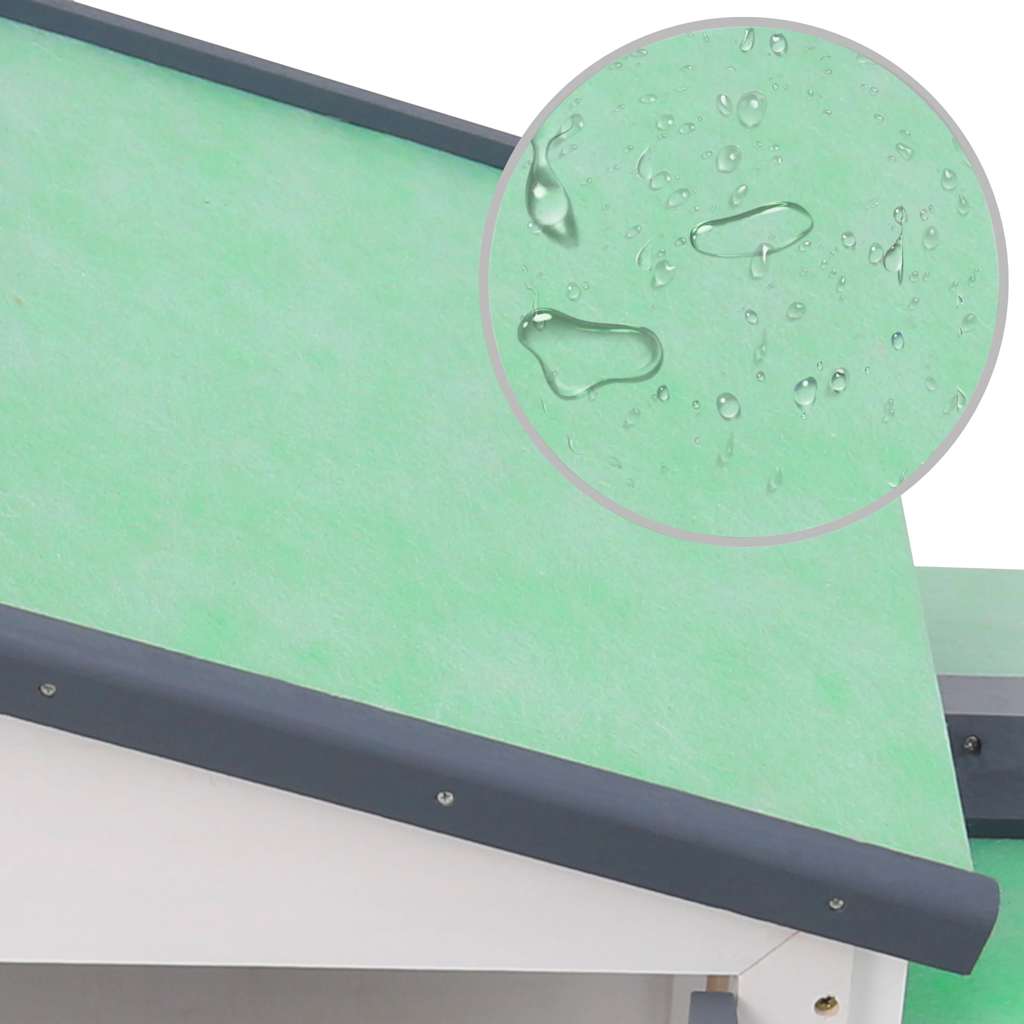 Outdoor Large Rabbit Hutch Grey and White 145x45x84 cm Wood