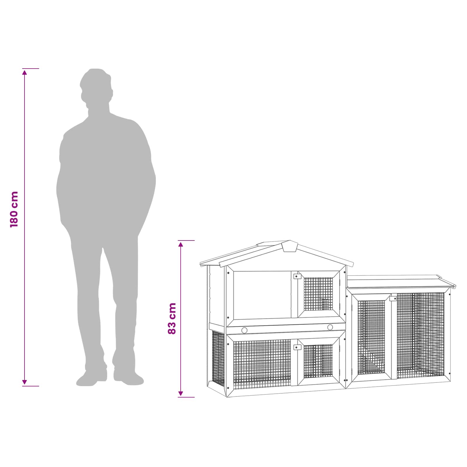 Outdoor Large Rabbit Hutch Grey and White 145x45x84 cm Wood