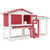 Outdoor Large Rabbit Hutch Red and White 145x45x84 cm Wood