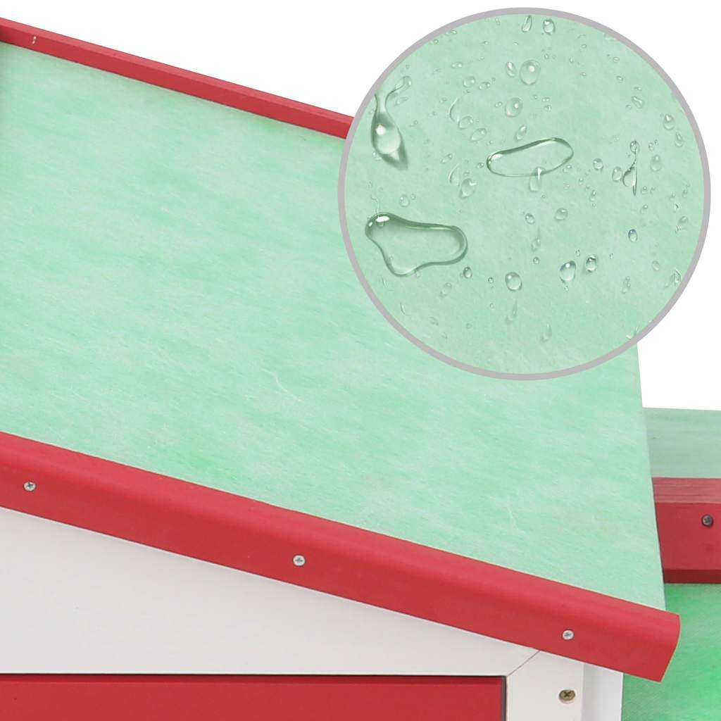 Outdoor Large Rabbit Hutch Red and White 145x45x84 cm Wood