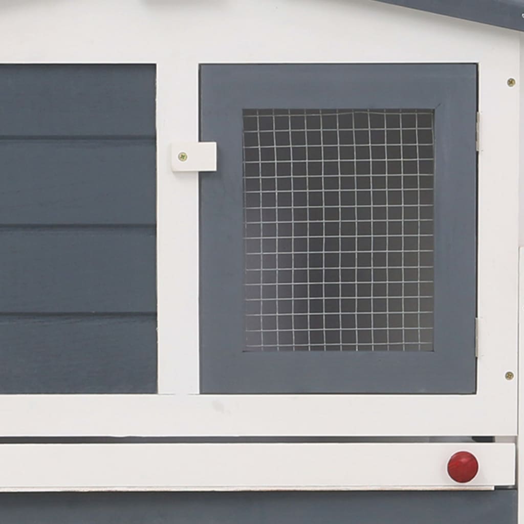 Outdoor Large Rabbit Hutch Grey and White 201x45x85 cm Wood