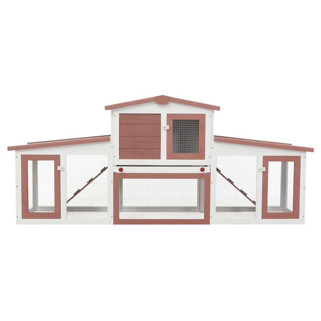 Outdoor Large Rabbit Hutch Brown and White 201x45x85 cm Wood