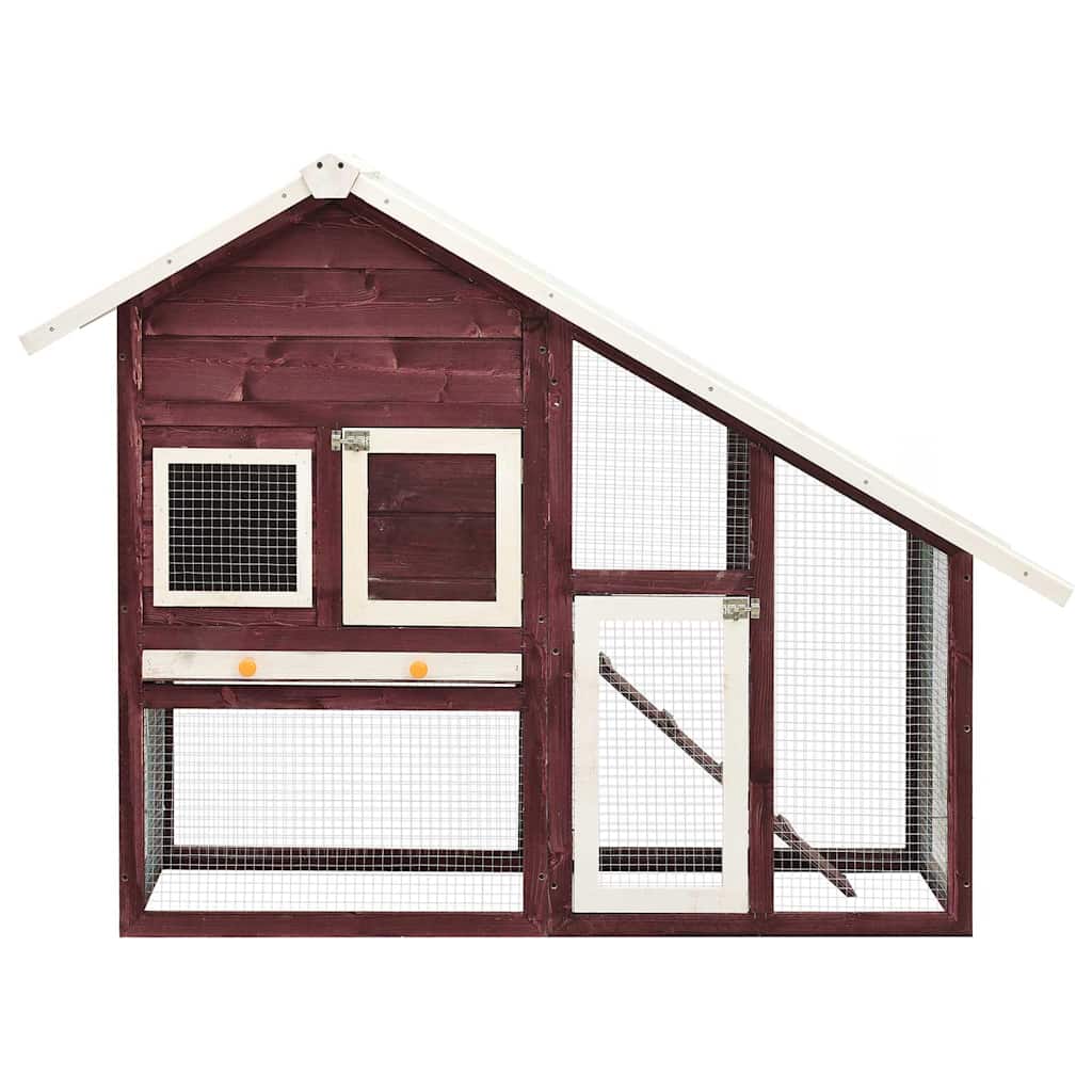 Rabbit Hutch Mocha and White 140x63x120 cm Solid Firwood
