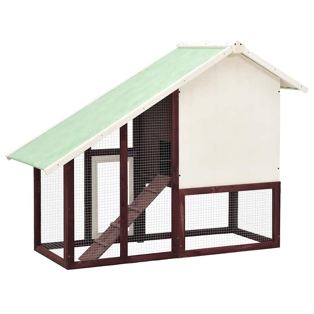 Rabbit Hutch Mocha and White 140x63x120 cm Solid Firwood