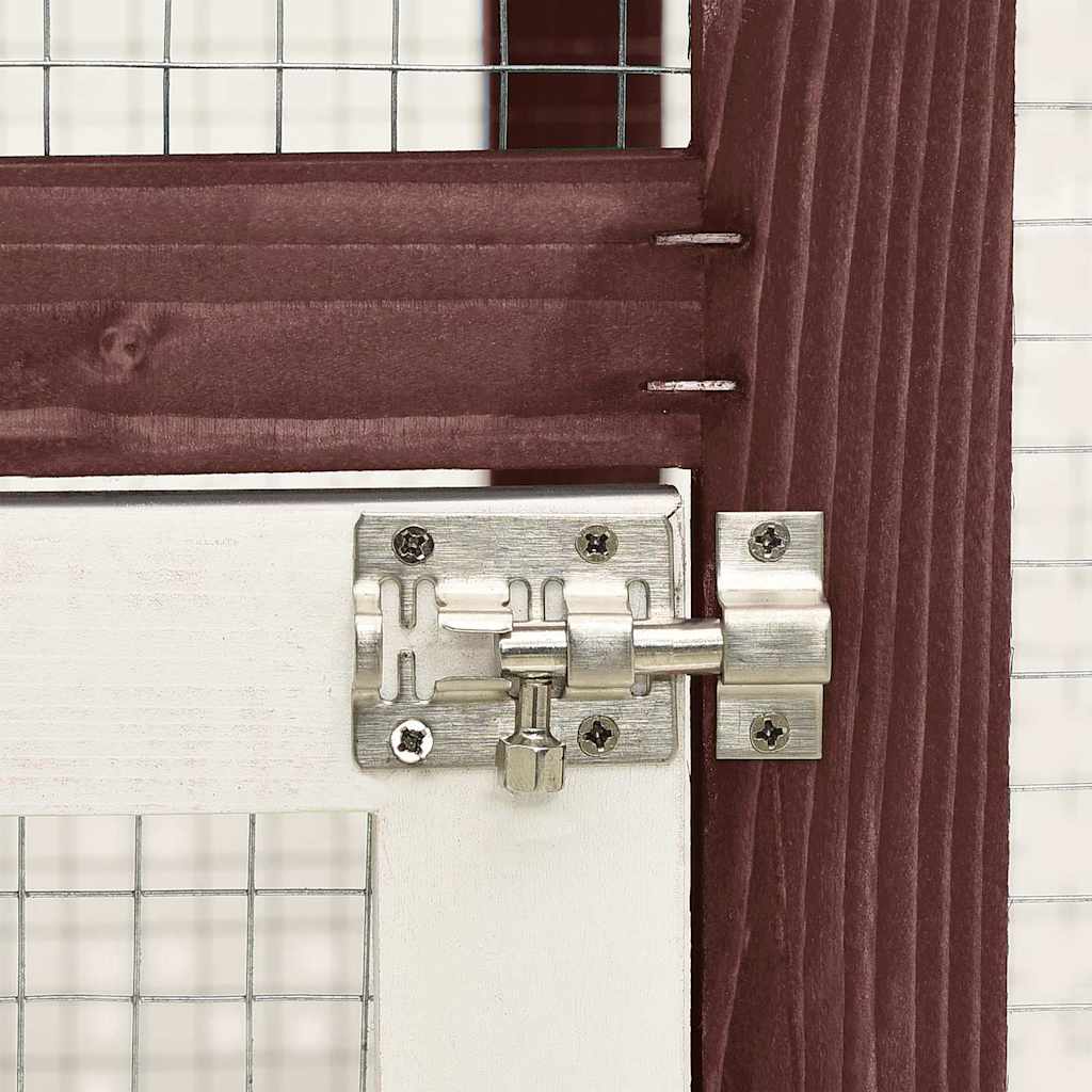 Rabbit Hutch Mocha and White 140x63x120 cm Solid Firwood