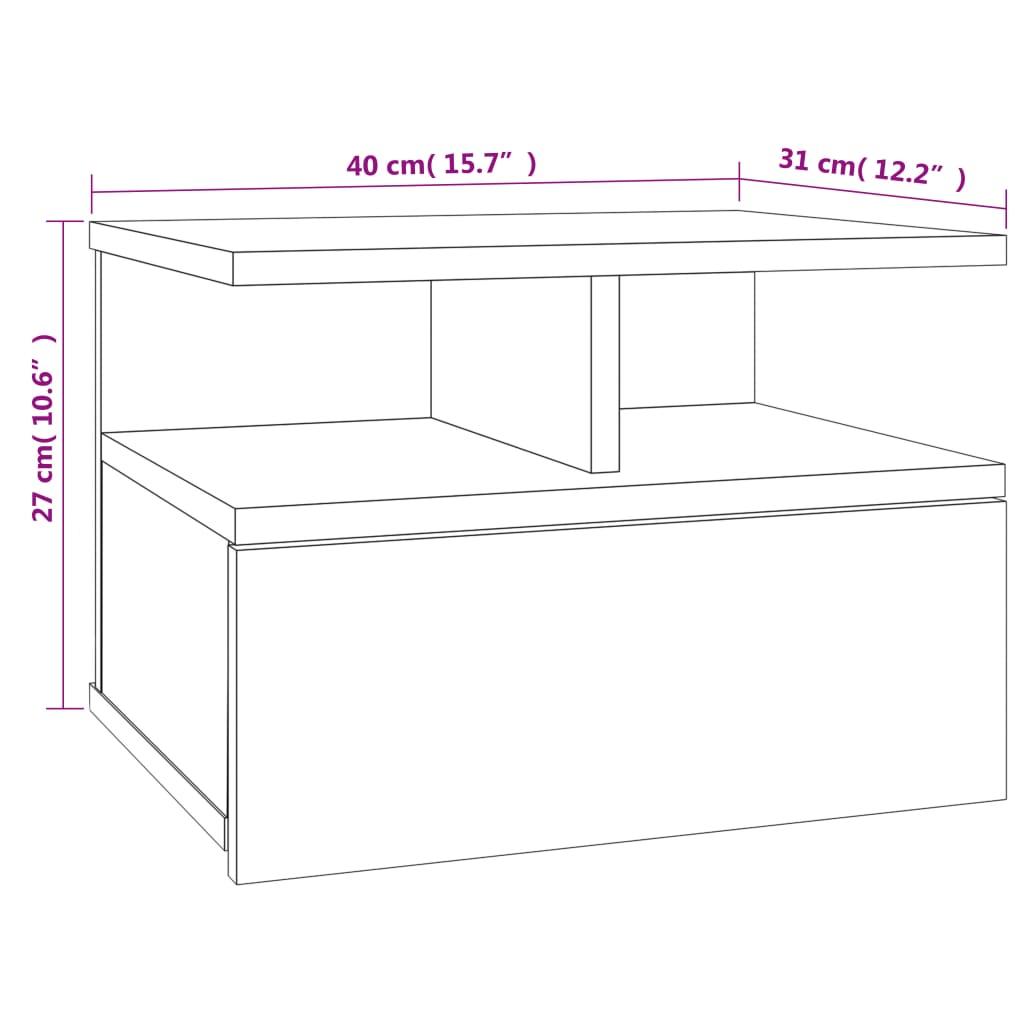 Floating Nightstand Concrete Grey 40x31x27 cm Engineered Wood