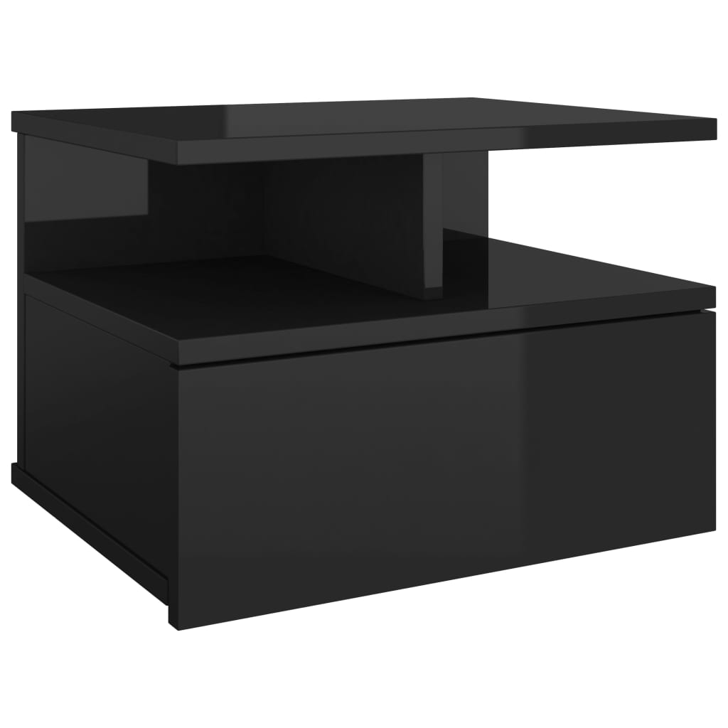 Floating Nightstand High Gloss Black 40x31x27 cm Engineered Wood