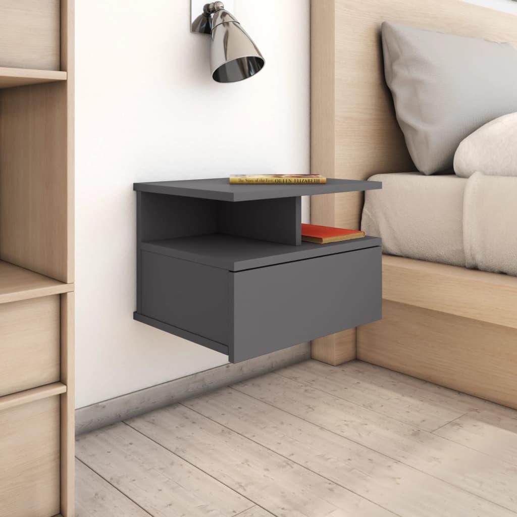 Floating Nightstands 2 pcs High Gloss Grey 40x31x27 cm Engineered Wood