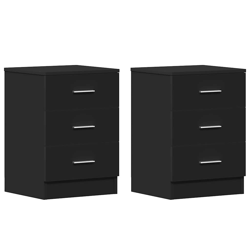 Bedside Cabinets 2 pcs Black 38x35x56 cm Engineered Wood