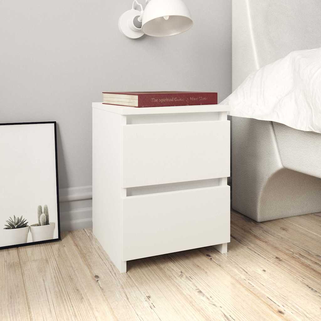 Bedside Cabinets 2 pcs White 30x30x40 cm Engineered Wood