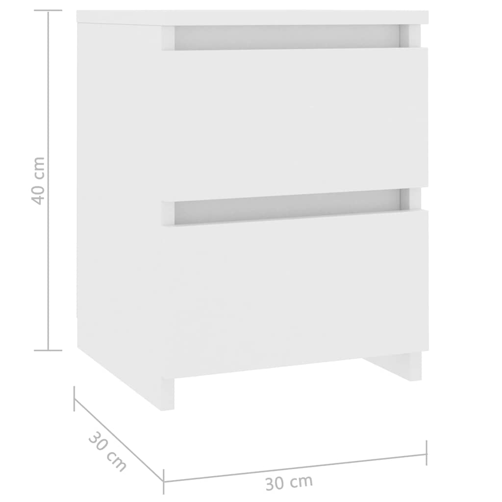 Bedside Cabinets 2 pcs White 30x30x40 cm Engineered Wood