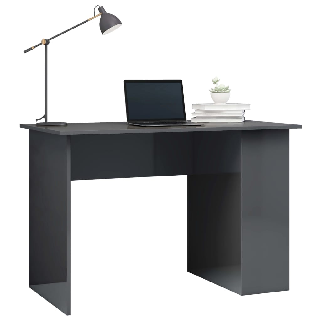 Desk High Gloss Grey 110x60x73 cm Engineered Wood