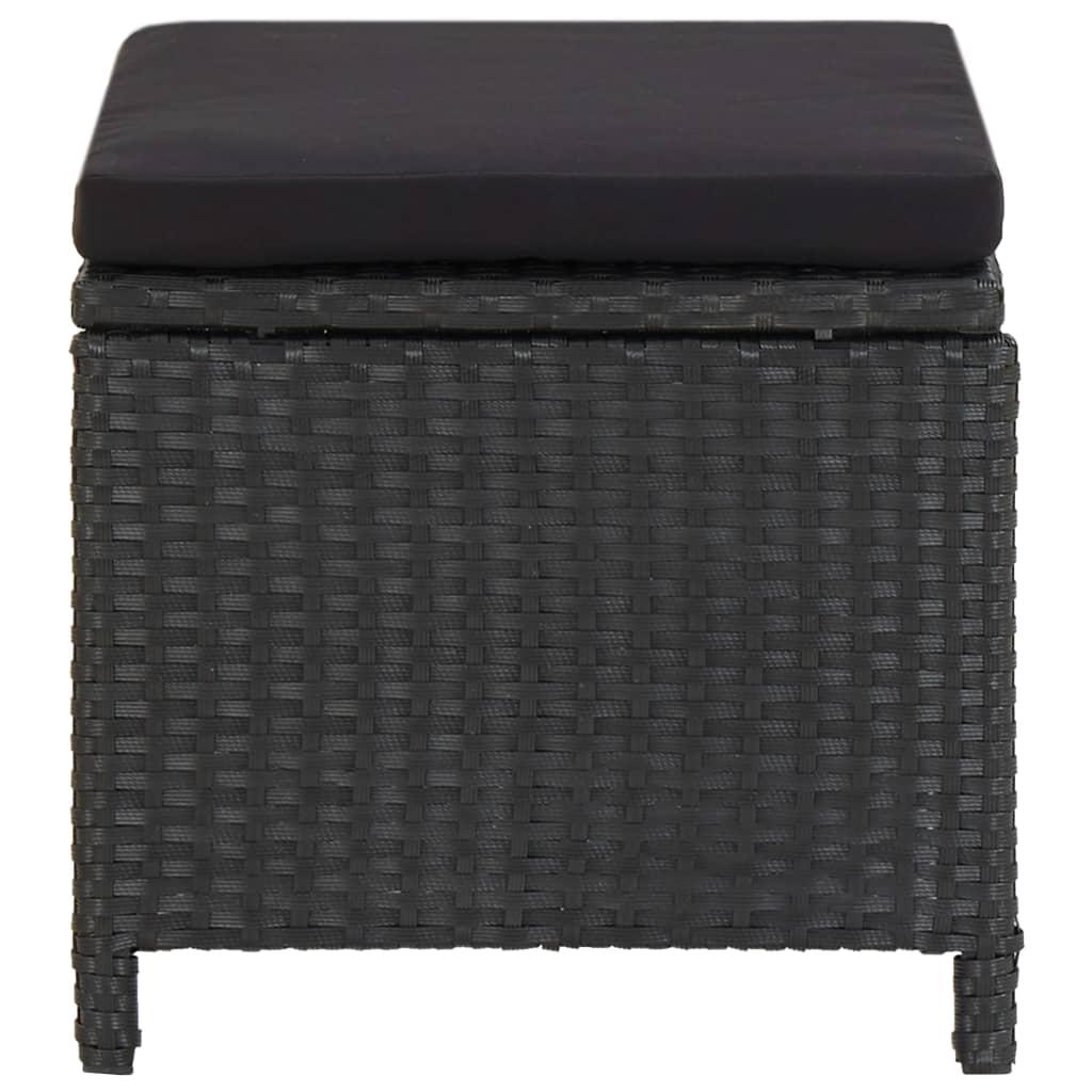 5 Piece Outdoor Dining Set with Cushions Poly Rattan Black