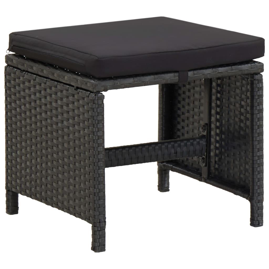 5 Piece Outdoor Dining Set with Cushions Poly Rattan Black