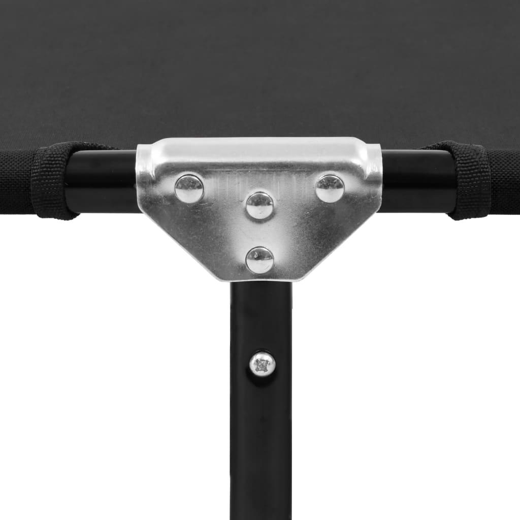 Folding Sun Lounger Black Steel