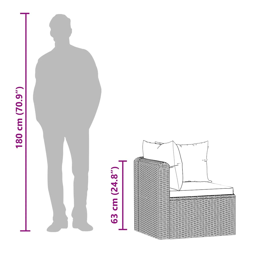 5 Piece Garden Lounge Set with Cushions Poly Rattan Black