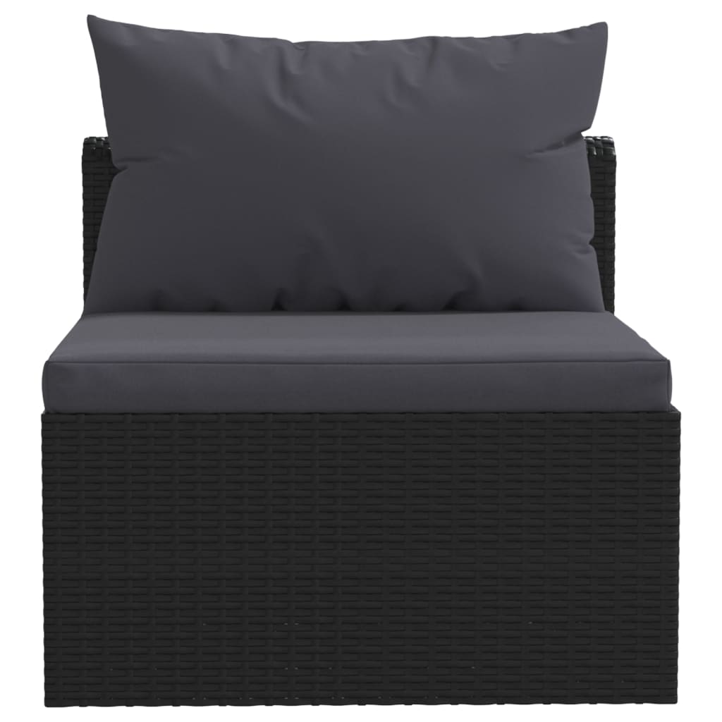 3 Piece Garden Sofa Set with Cushions Poly Rattan Black