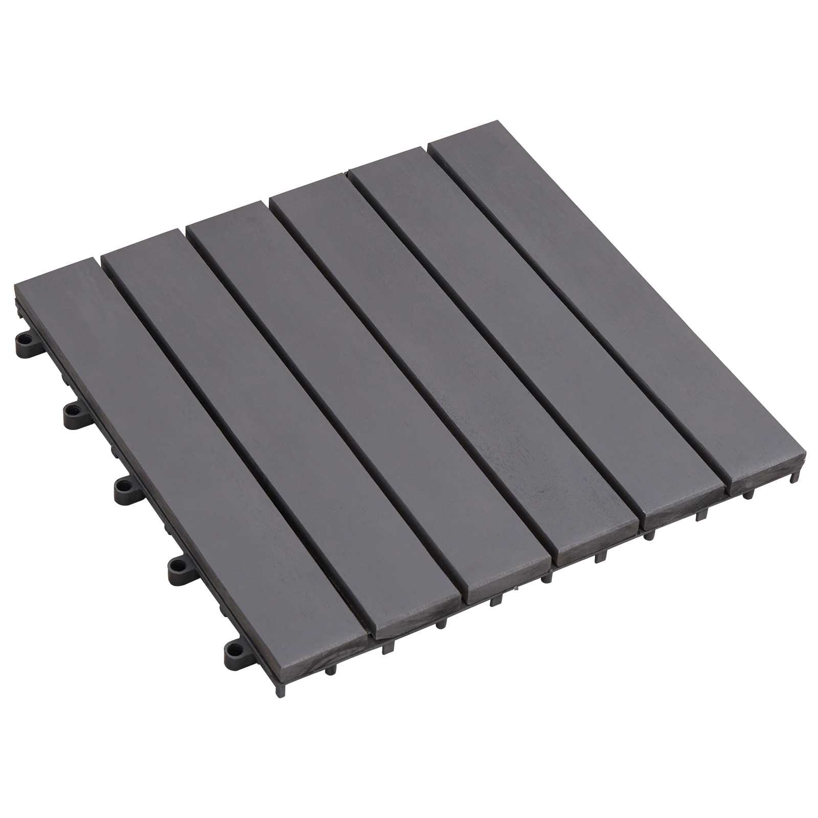 Decking Tile 10 pcs Grey 30 x 30 cm Acacia Hardwood