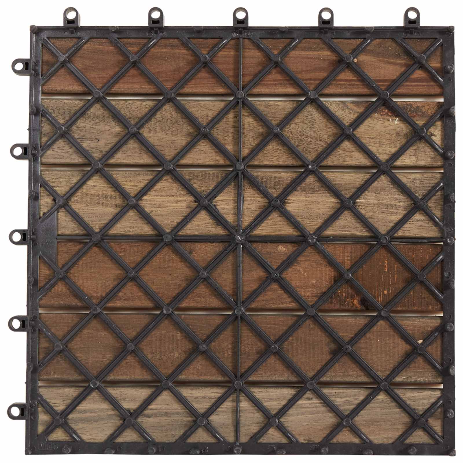 Decking Tile 10 pcs Grey 30 x 30 cm Acacia Hardwood