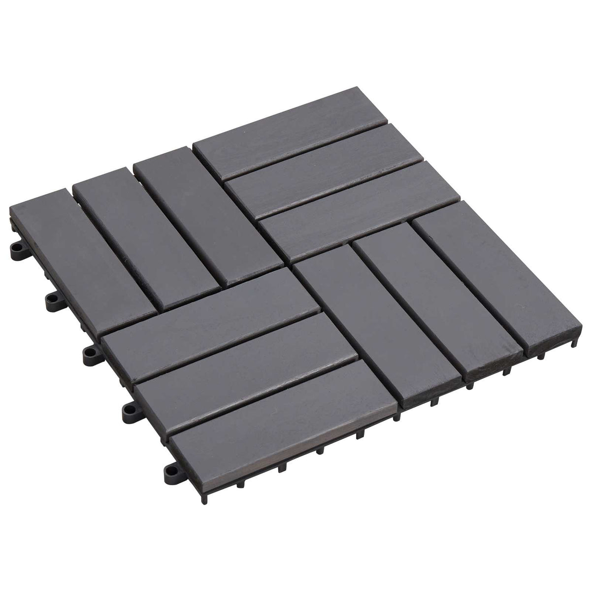 Decking Tile 10 pcs Grey 30 x 30 cm Acacia Hardwood