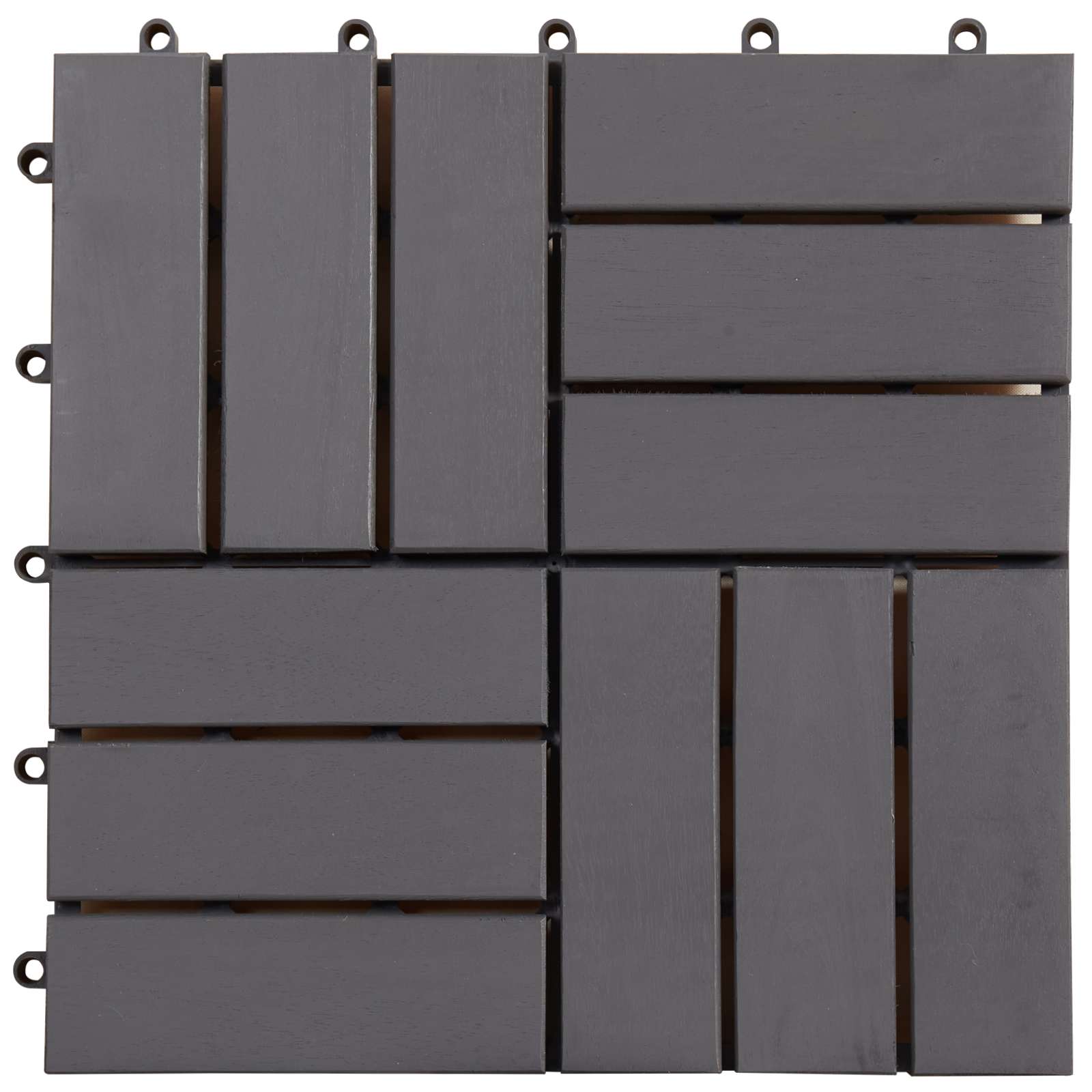 Decking Tile 10 pcs Grey 30 x 30 cm Acacia Hardwood