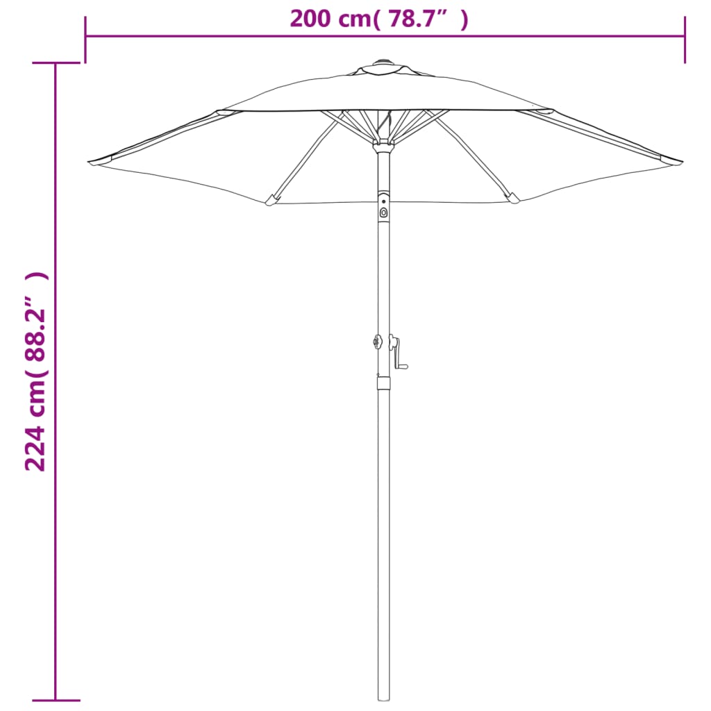 Garden Parasol Taupe 200x224 cm Aluminium