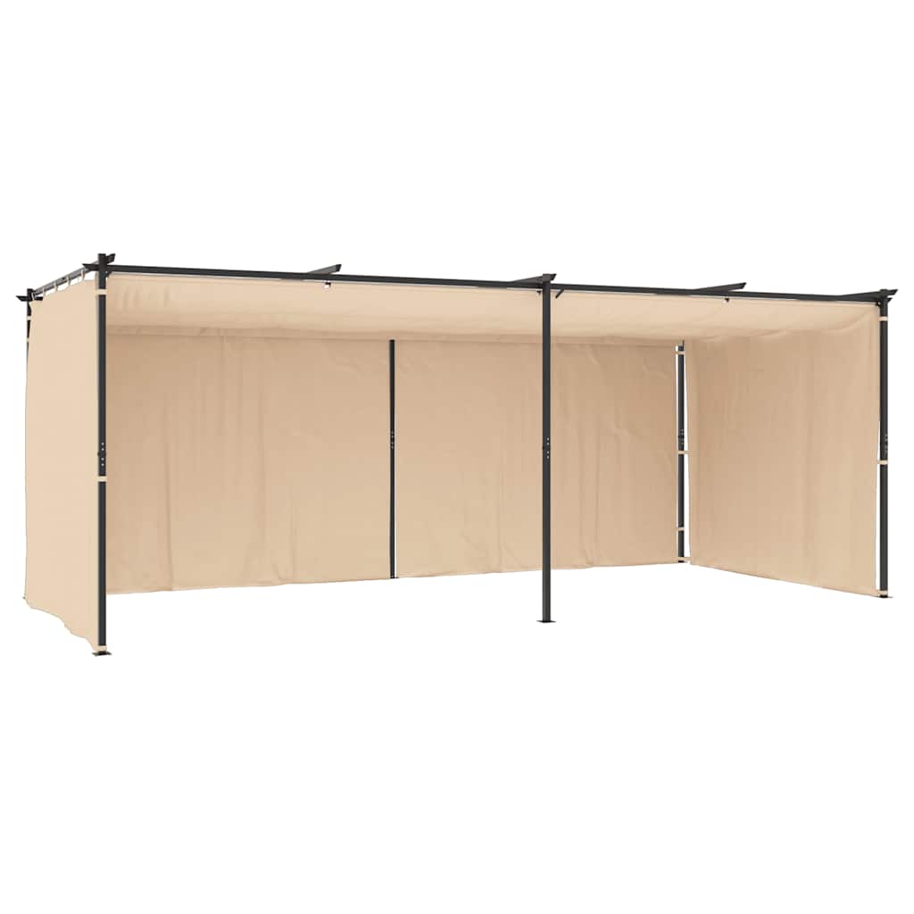 Gazebo with Curtains 3x6 m Cream Steel