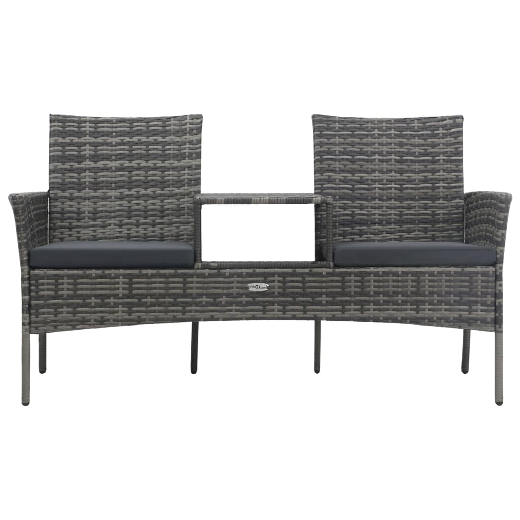 2-Seater Garden Sofa with Tea Table Poly Rattan Anthracite