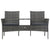 2-Seater Garden Sofa with Tea Table Poly Rattan Anthracite