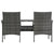 2-Seater Garden Sofa with Tea Table Poly Rattan Anthracite