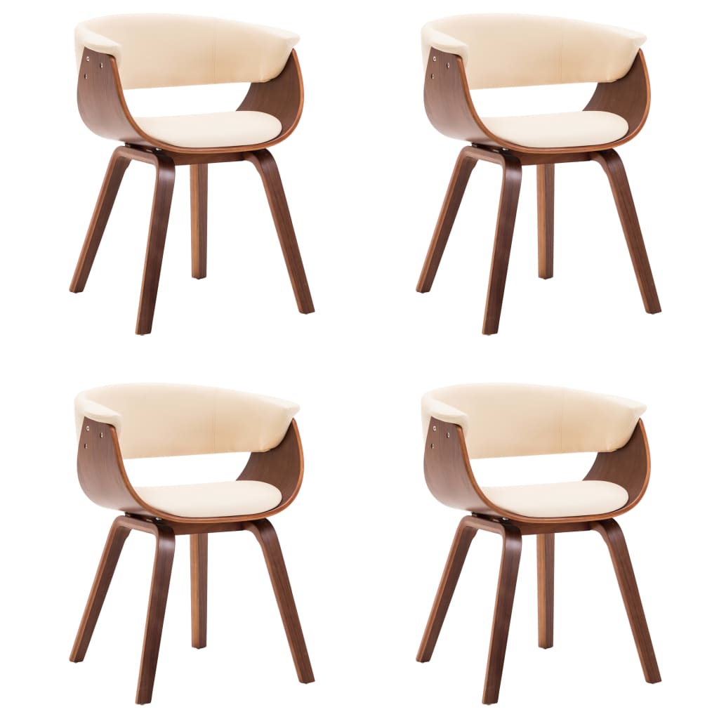 Dining Chairs 4 pcs Cream Bent Wood and Faux Leather