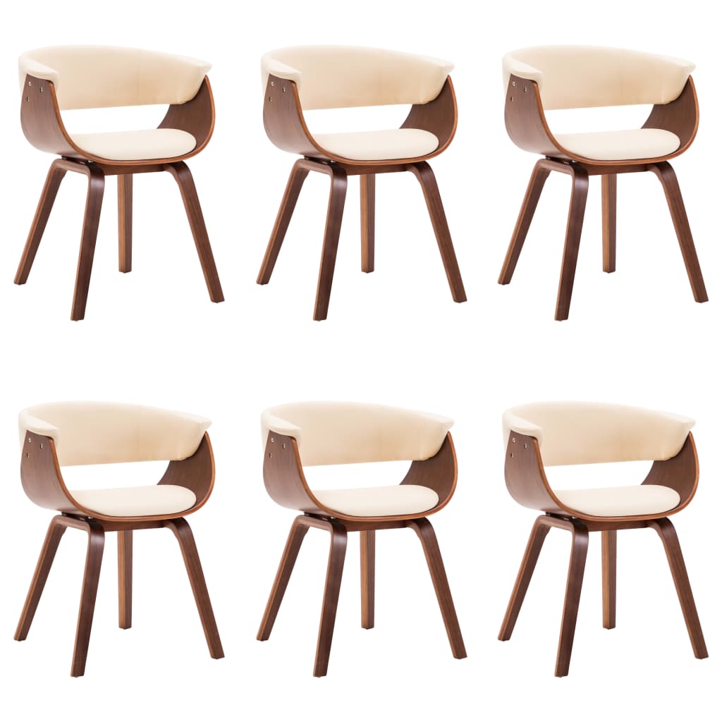 Dining Chairs 6 pcs Cream Bent Wood and Faux Leather