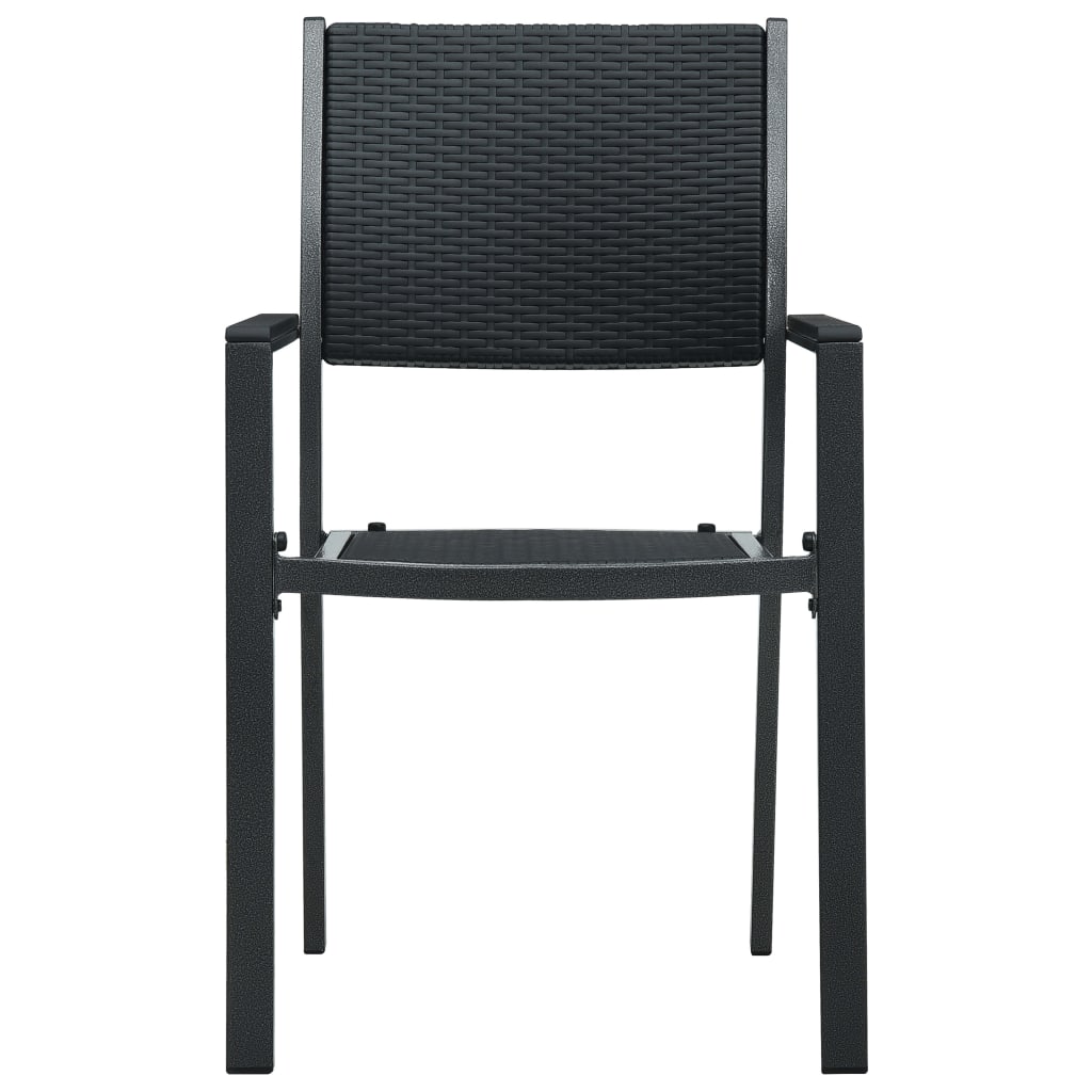 Garden Chairs 4 pcs Black Plastic Rattan Look