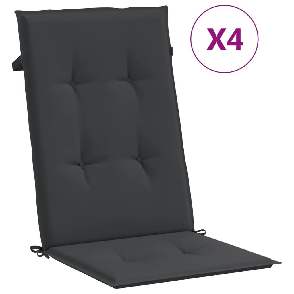 Garden Highback Chair Cushions 4 pcs Black 120x50x3 cm Fabric