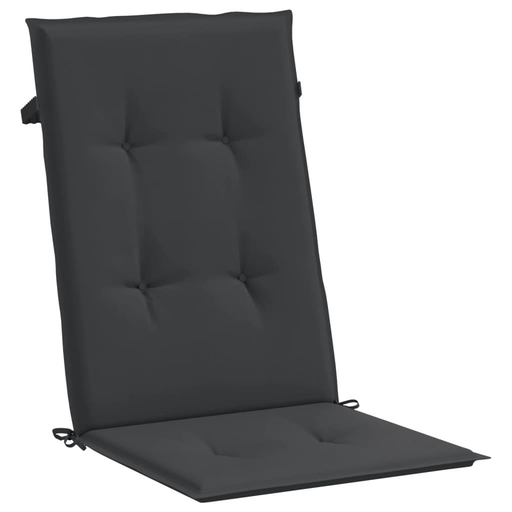 Garden Highback Chair Cushions 4 pcs Black 120x50x3 cm Fabric