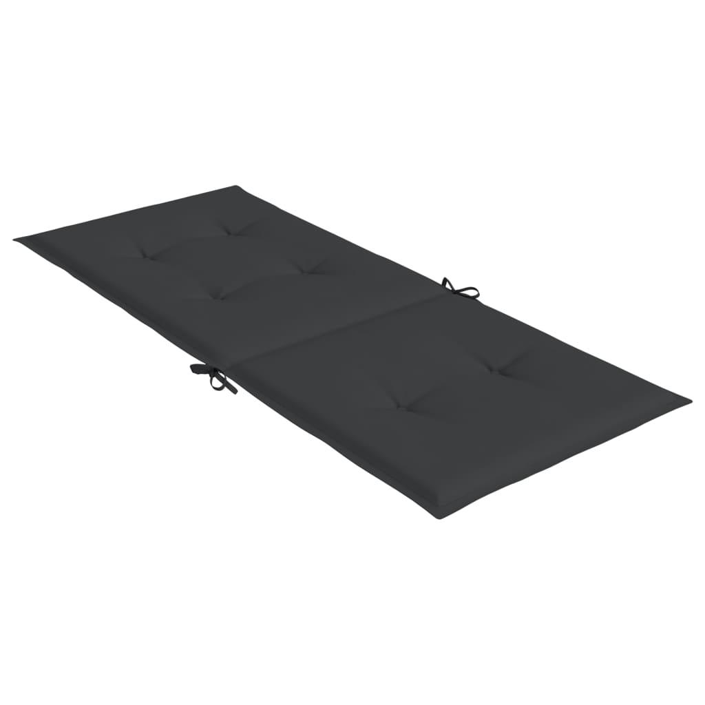 Garden Highback Chair Cushions 4 pcs Black 120x50x3 cm Fabric