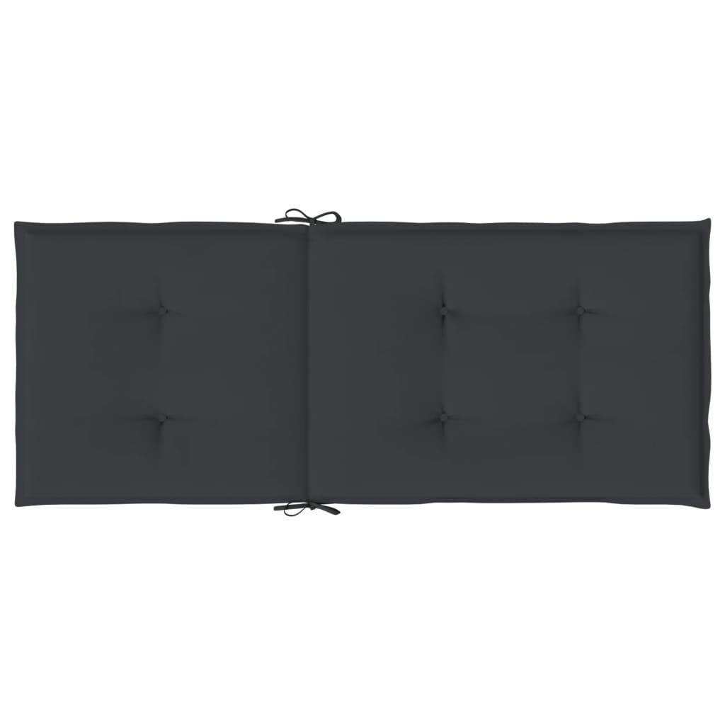 Garden Highback Chair Cushions 4 pcs Black 120x50x3 cm Fabric