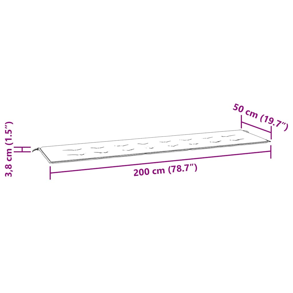 Garden Bench Cushion Beige 200x50x4 cm Oxford Fabric