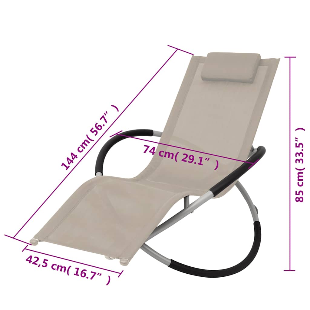 Outdoor Geometrical Sun Lounger Steel Cream