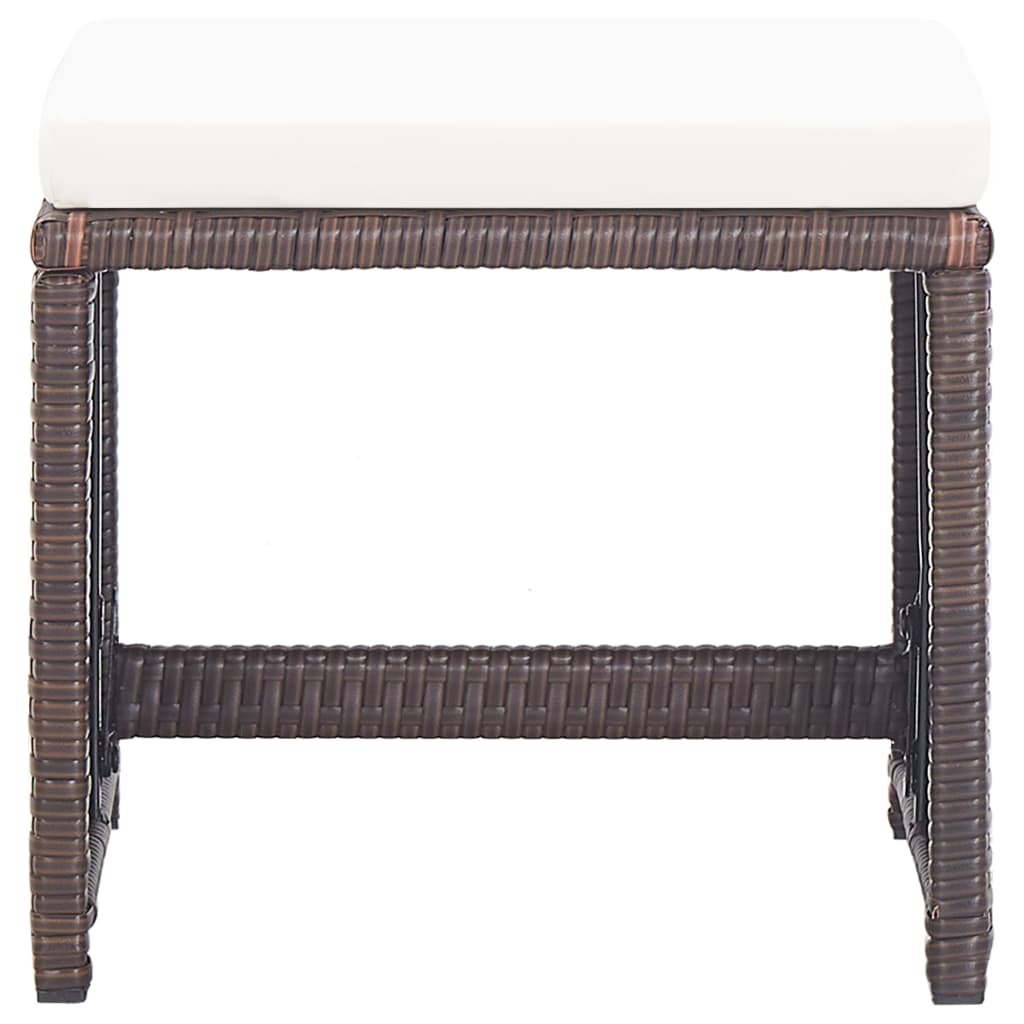 Garden Stools 2 pcs with Cushions Poly Rattan Brown
