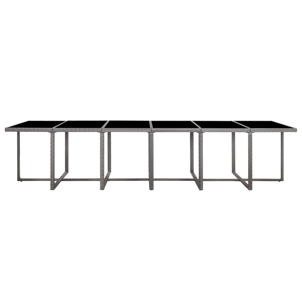 17 Piece Outdoor Dining Set with Cushions Poly Rattan Grey