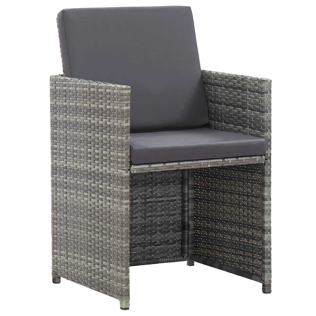 17 Piece Outdoor Dining Set with Cushions Poly Rattan Grey
